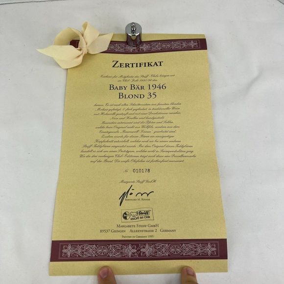 Steiff Club 1995/96 Baby-Bar 1946 Replica BLOND 35 Bear Box CoA - Picture 11 of 12